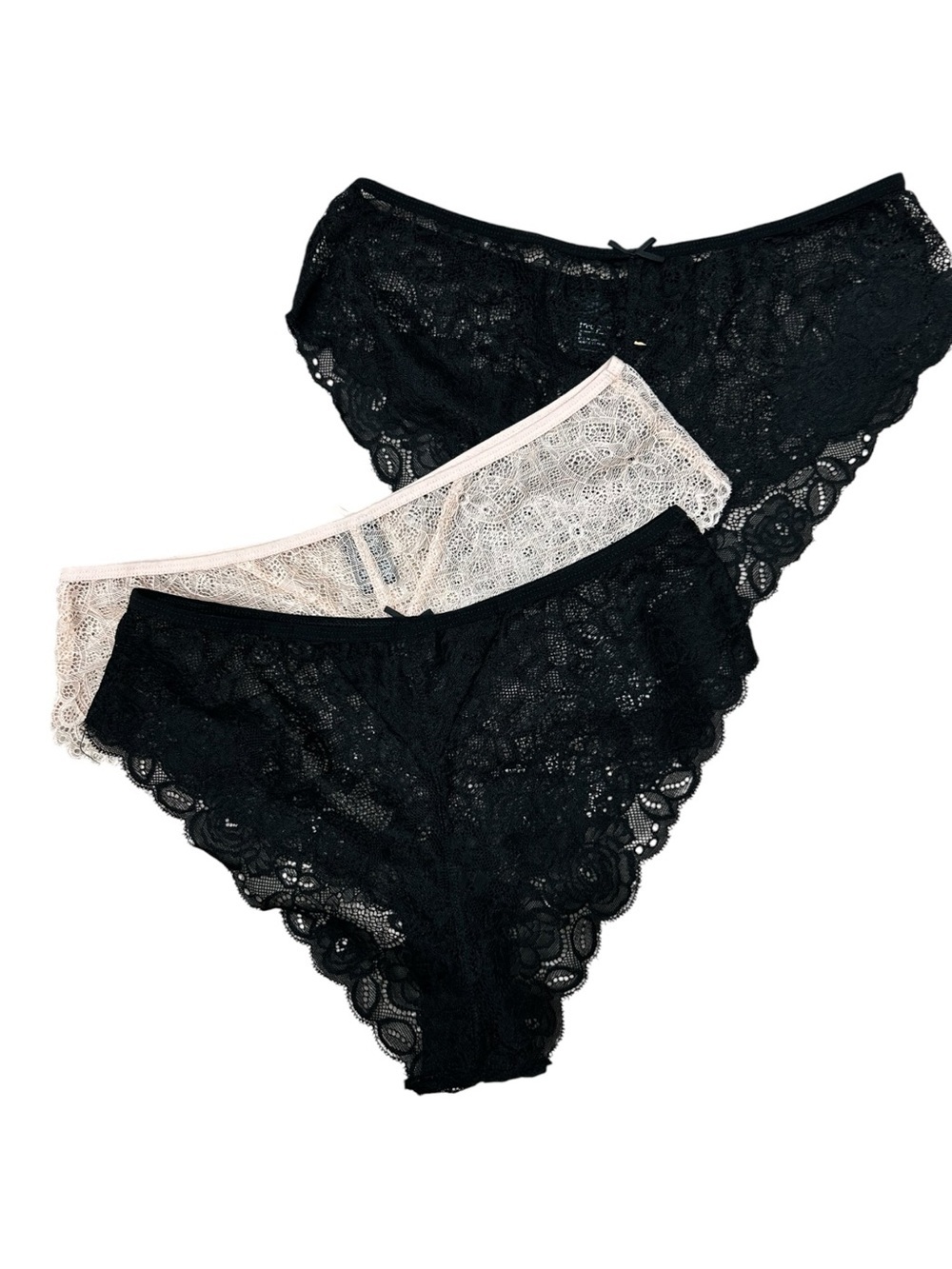Free Press Lace Bikini Panty Lot Size M Black Ivory Floral Lace Underwear 3 Pack - Picture 8 of 8